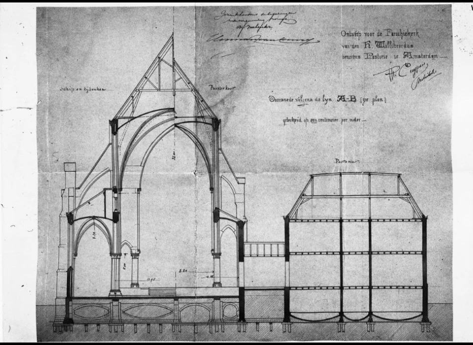 Amsteldijk 36 Ontwerptekening kerk en pastorie 1870c