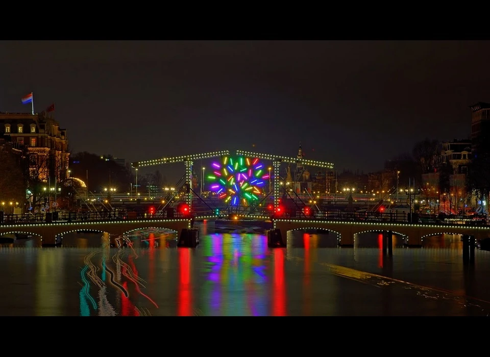 Deze boom, van de Franse kusntenaar Jacques Rival, is een metalen constructie met 64 gekleurde LED-buizen als takken. In 
					  dit project smelten natuur, stad en lichttechnologie samen. (Jacques Rival (FR) is architect. Door een uitnodiging van het lichtfestival in Lyon kwam hij in aanraking met lichtkunst.) 2013