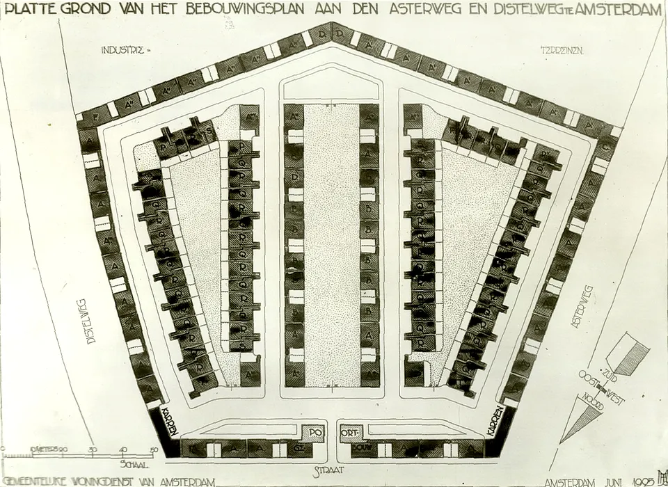Asterdwarsweg bouwplan Asterdorp (1926)