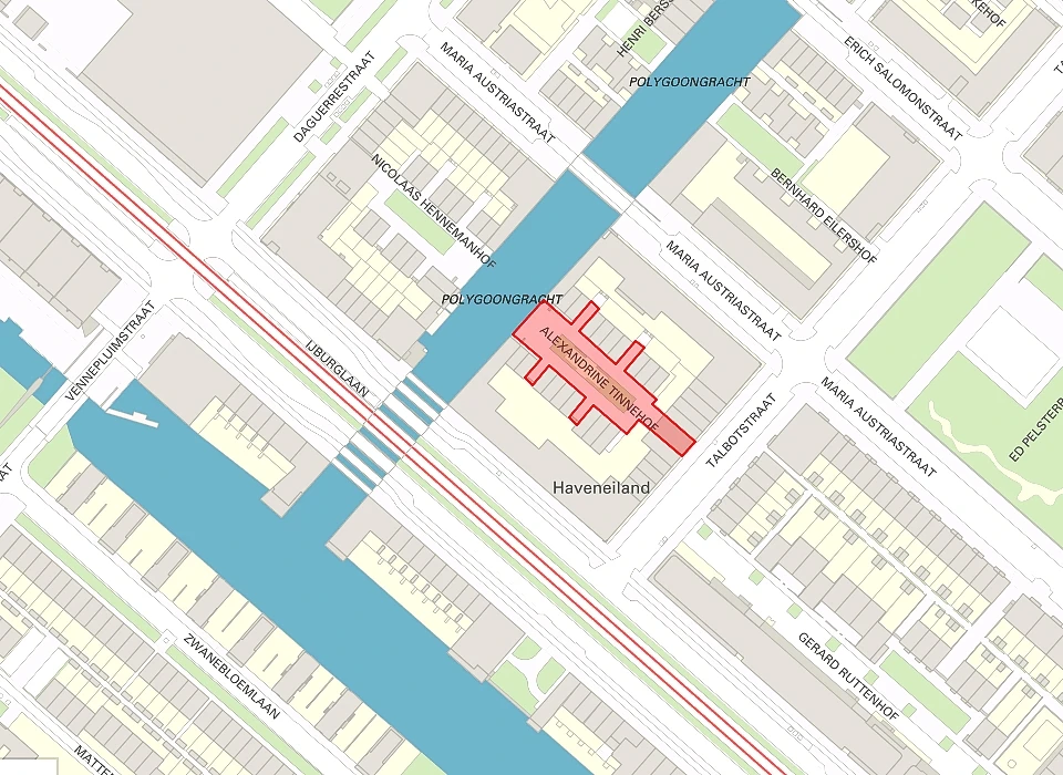 Alexandrine Tinnehof op de plattegrond