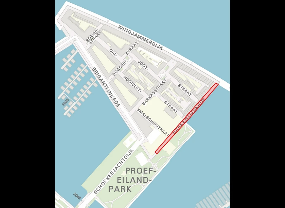 Barkentijnkade op de plattegrond