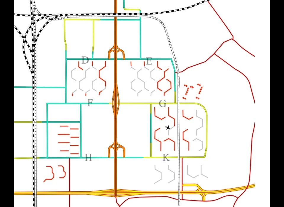 Bijlmermeer overzicht van nog bestaande (rood) en gesloopte (grijs) flats.