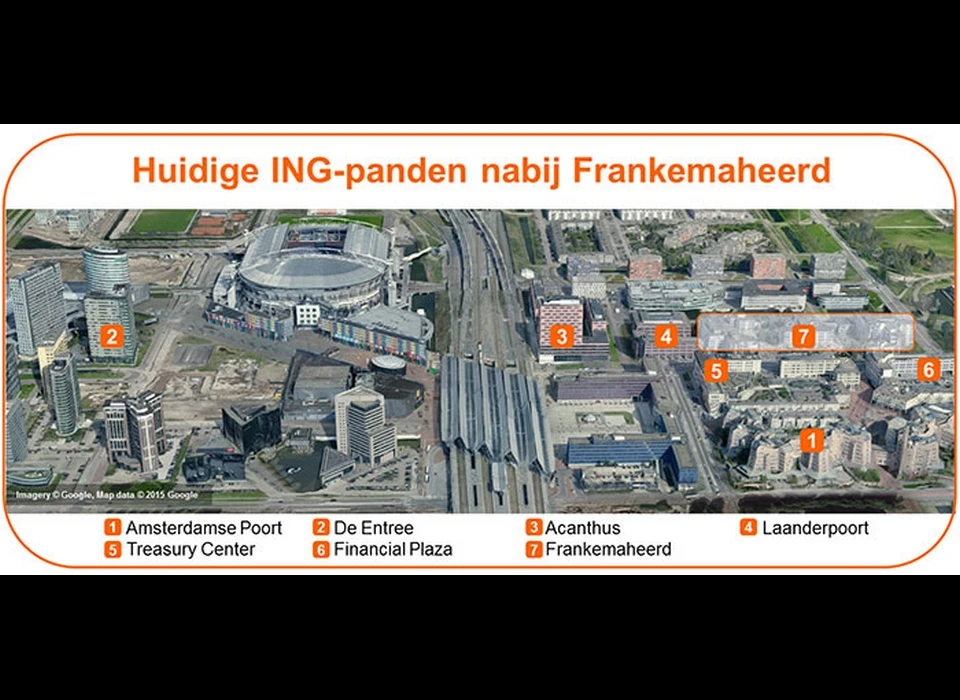 Overzicht van ING-vestigingen rond het Station Bijlmer-Arena