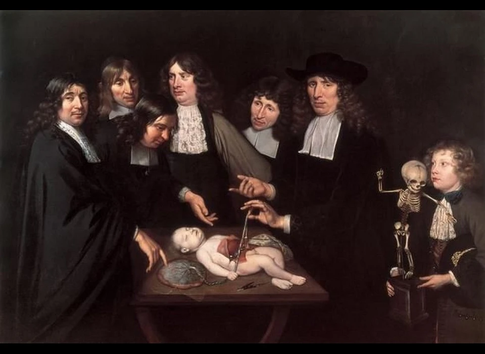 Anatomische les van dr.Frederik Ruysch geschilderd door Jan van Neck (circa.1635-1714) (1683)