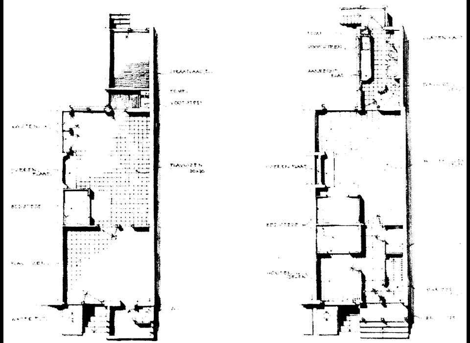 Lange Leidsedwarsstraat 148 plattegrond souterrain en begane grond situatie in 1770