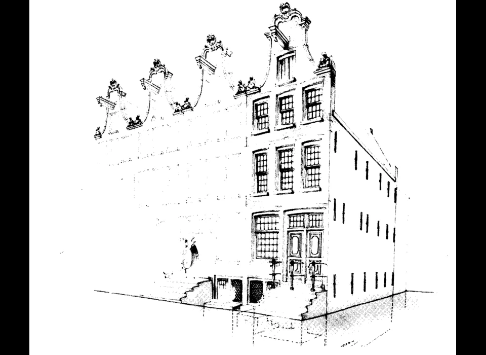 Lange Leidsedwarsstraat 148. Situatie voorgevel in originele toestand van 1770.