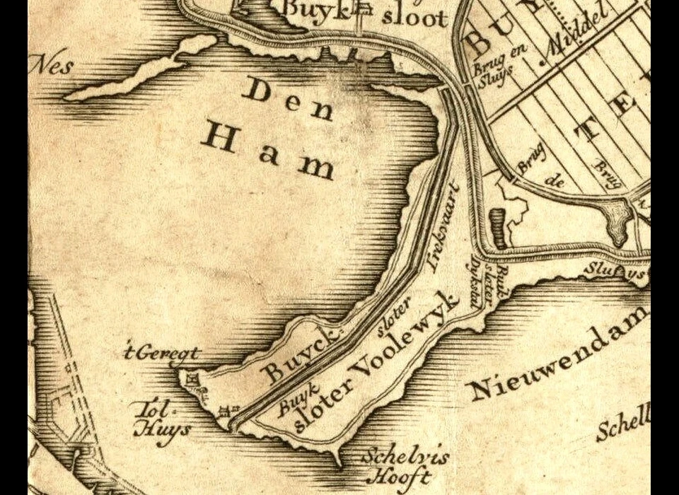 Den Ham tussen de Volewijck en de Nes (1740)