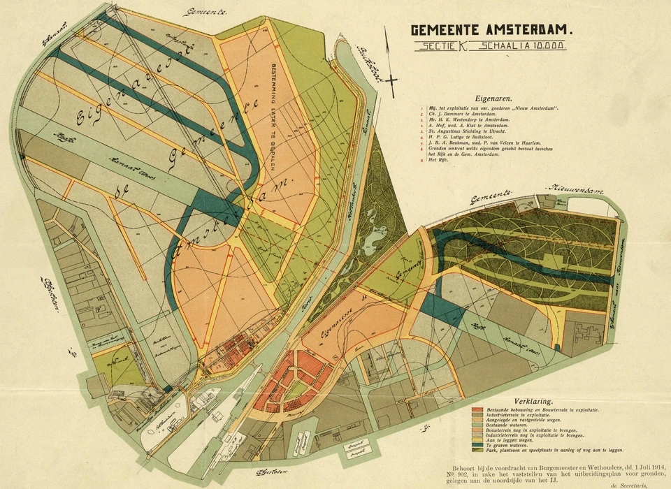 Buiksloterham en Nieuwendammerham herindeling, Middenweg nog ingetekend (1914)