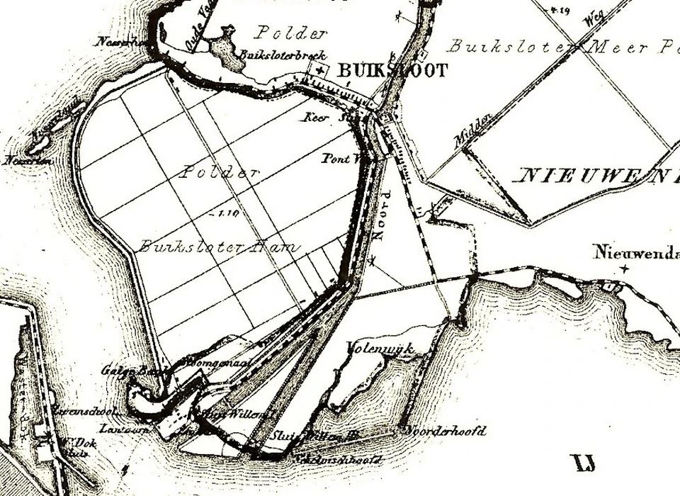 Buiksloterham polder buitendijks land voor Buiksloot (1868)