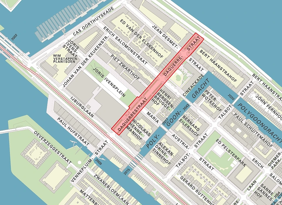 Daguerrestraat op de plattegrond