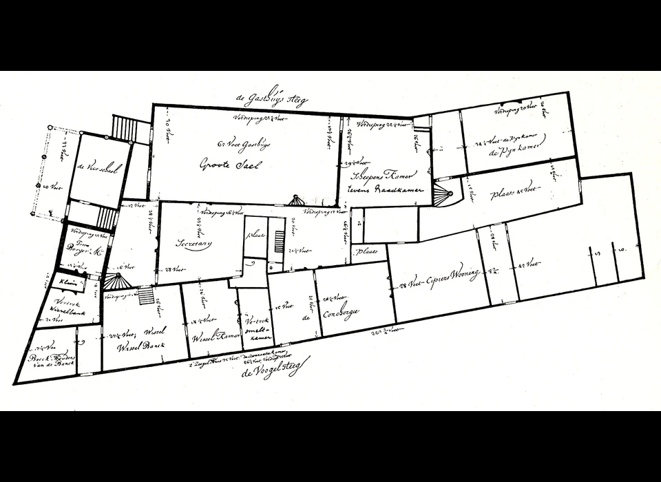 Dam plattegrond van het oude stadhuis (ca.1610)