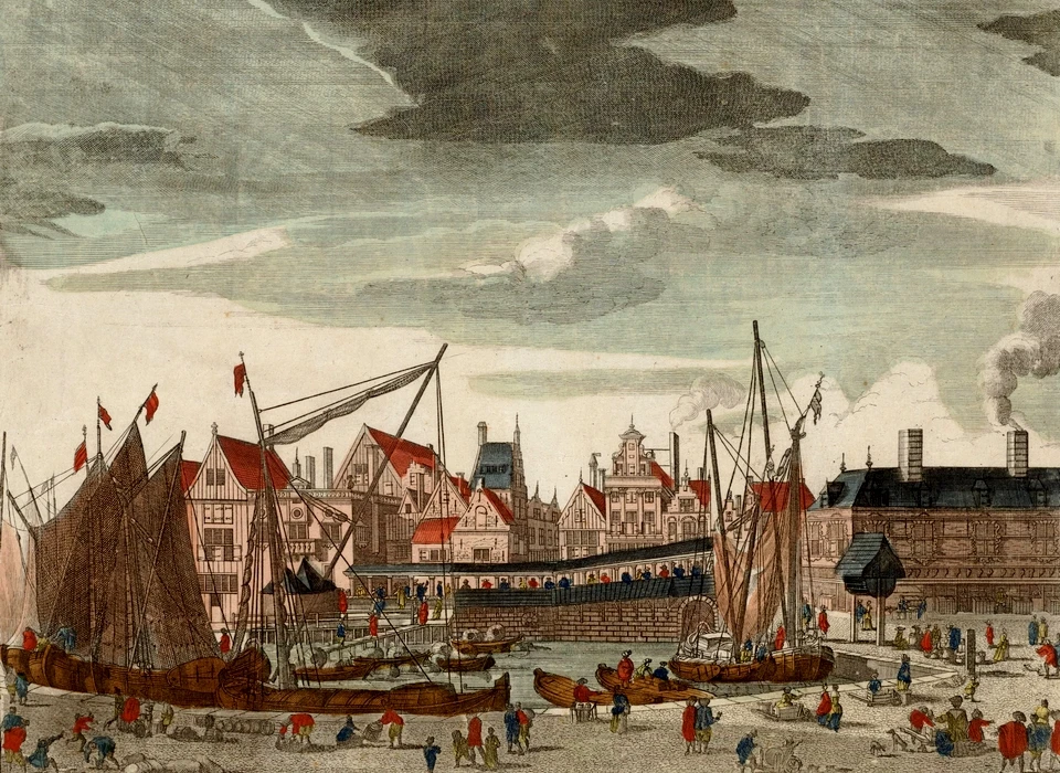 Dam zicht op de zeevismarkt (1765)