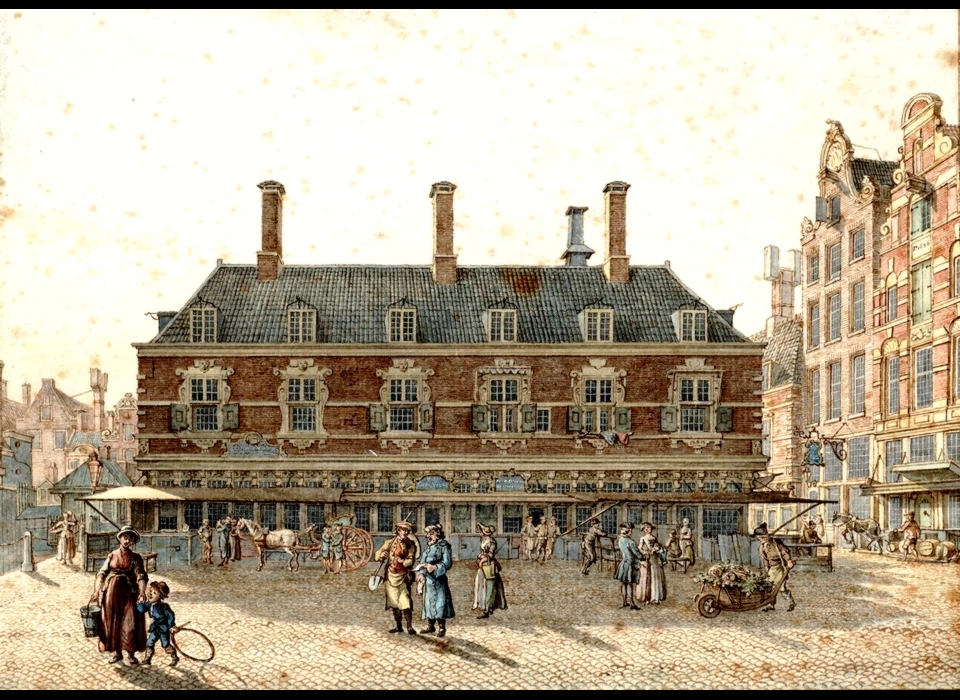 Dam 19 Huis onder het Zeil tekening H.P.Schouten (1795)