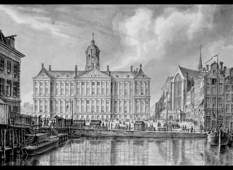 Dam van Damrak naar Stadhuis (Augustus Wijnantz, 1835)
