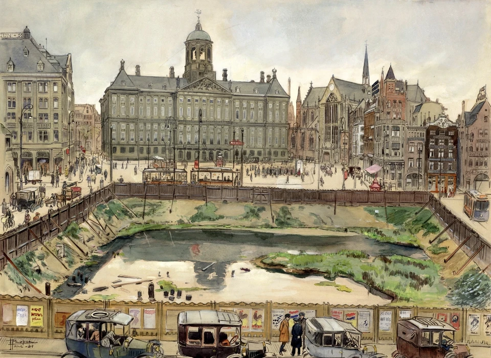 Dam bouwput voormalige damsluizen (1921)