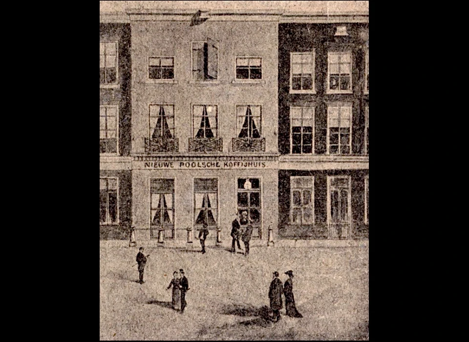 Warmoesstraat 183 Nieuwe Poolsche Koffijhuis van Adolph Krasnapolsky bij de Schoutensteeg (1859)