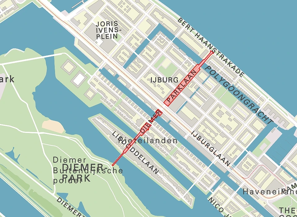 Diemerparklaan op de plattegrond