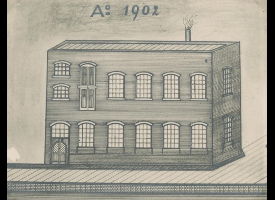 Eerste Schinkelstraat 30 Nederlandse Cocaïne Fabriek ontwerptekening uitbreiding architect H.H.Baanders (1902)