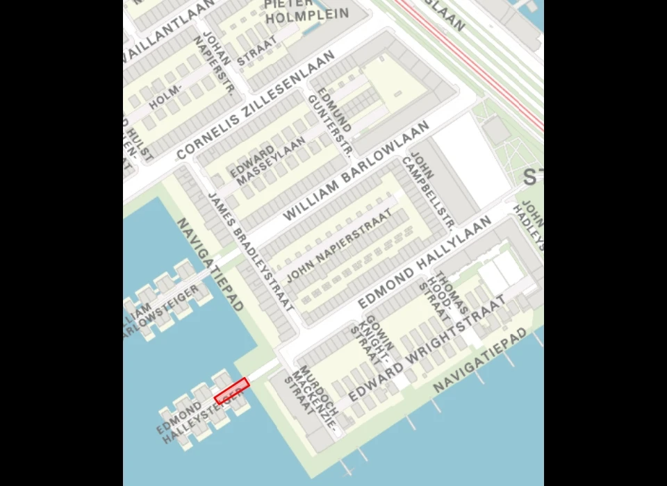 Edmond Halleysteiger op de plattegrond