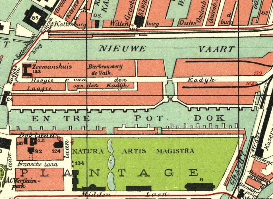 Amsterdam 1900 de overzijde van het Entrepotdok is nu Doklaan genoemd