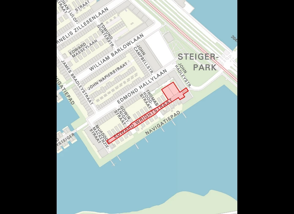 Edward Wrightstraat op de plattegrond