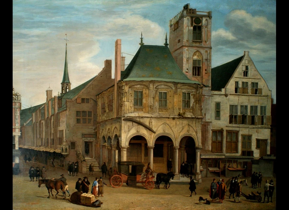Dam Stadhuis (J.Lingelbach) Gotische bouwstijl (1645) afgebrand 1648