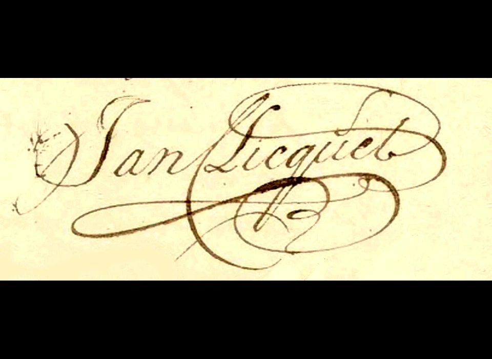 Groenburgwal 4 handtekening Jan Clicquet (1730)