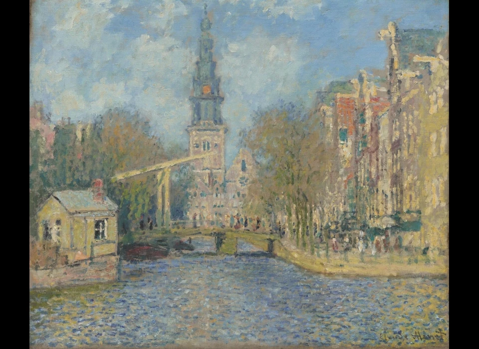 Groenburgwal Staalmeestersbrug en Zuiderkerk, schilderij van Claude Monet (1874)