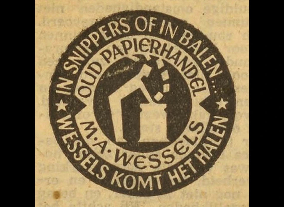 Groenburgwal 17-19 advertentie logo firma Wessels (ca.1960)