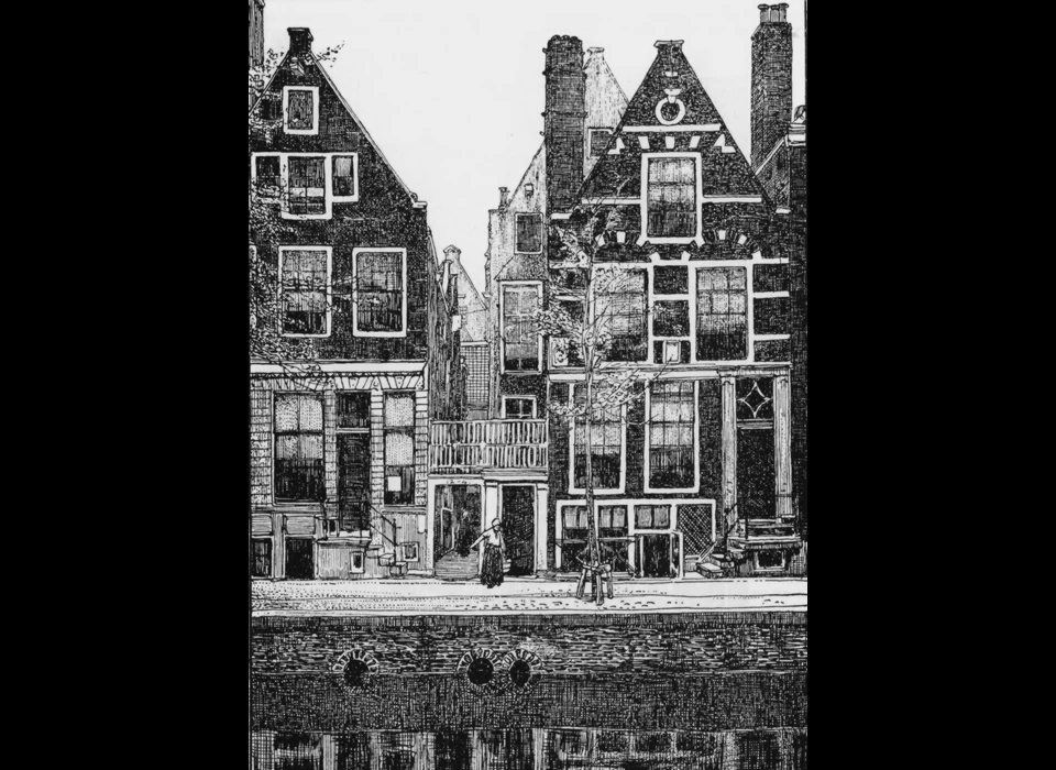 Groenburgwal 2a-4 met Jan Krimpengang (tekening Wenckebach) (1900)