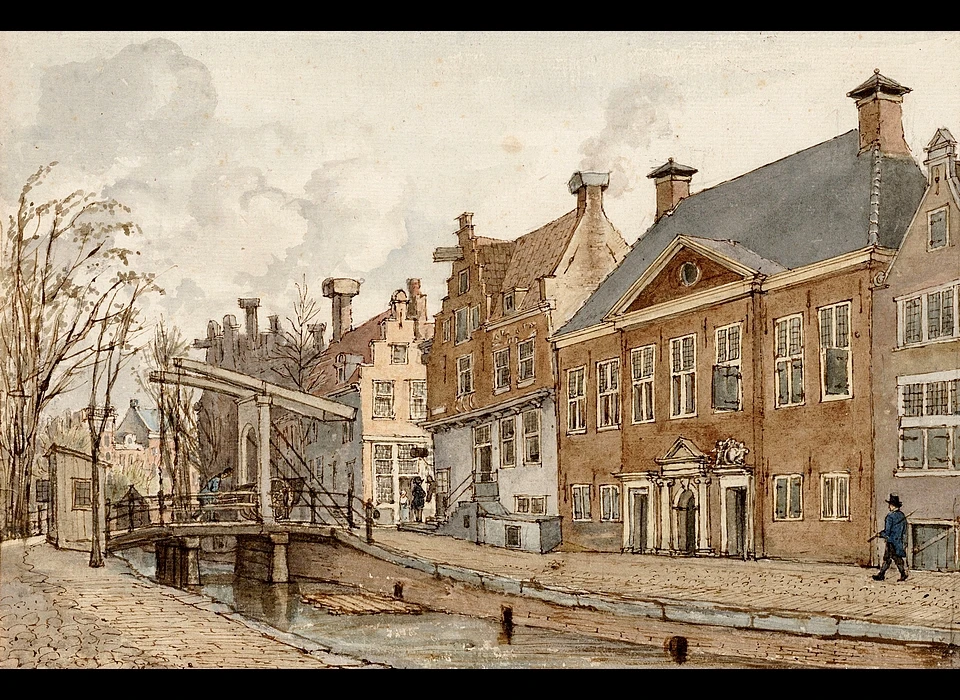 Groenburgwal 44 naar de Staalstraat het hoekhuis hoort niet bij de Staalhof tekening Gerrit Lamberts (1817) 