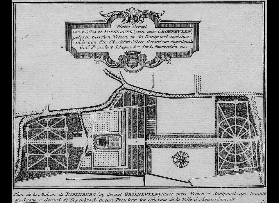 herenhuis Papenburg of Groeneveen bij Velsen plattegrond landgoed