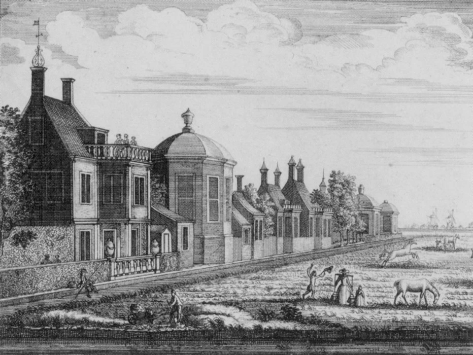 Buitenhuizen van gegoede Amsterdammers aan het Oliphantspad (1780c) nu Eerste Boerhaavestraat