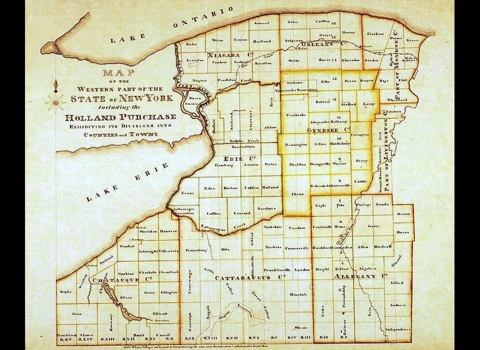 kaartje van Holland Land Purchase (door Hollandse investeerders/speculanten aangekocht land)