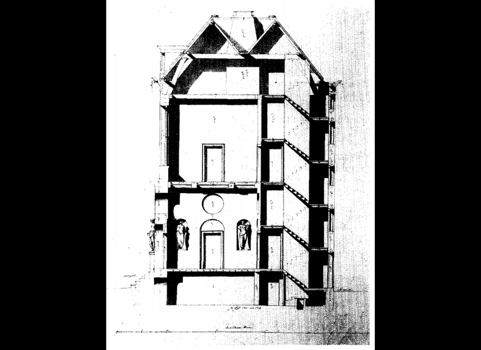 Herengracht 619 ontwerp dwarsdoorsnee diepte (Adriaen Dortsman 1667)