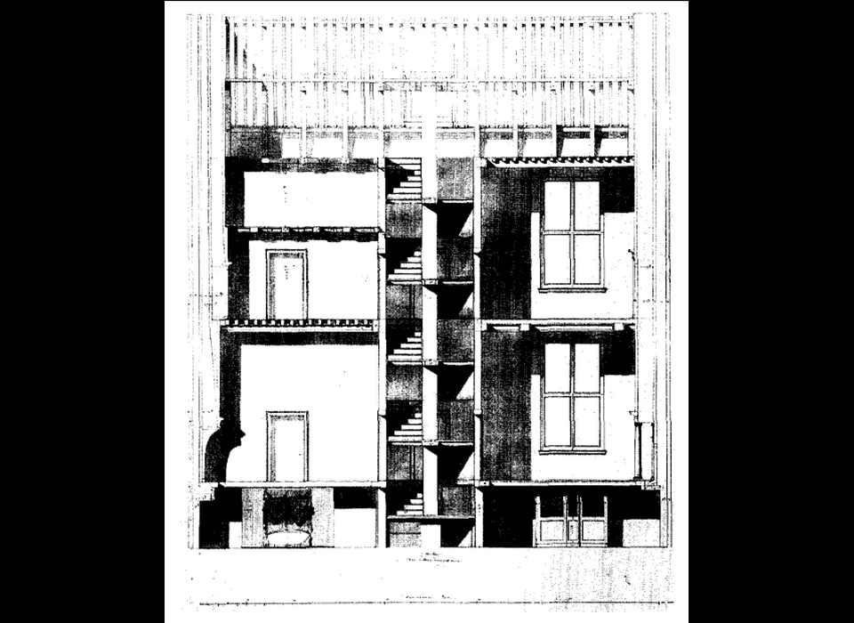 Herengracht 619 ontwerp dwarsdoorsnee breedte (Adriaen Dortsman 1667)