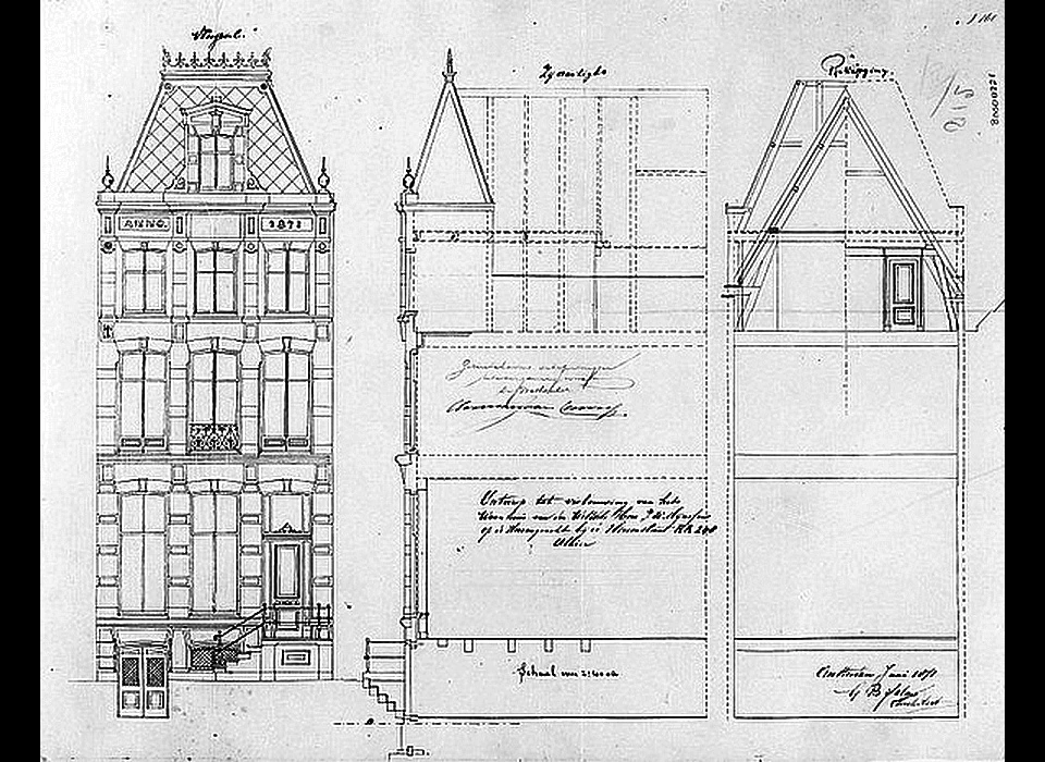 Herengracht 88 bouwtekening G.B.Salm (1871)