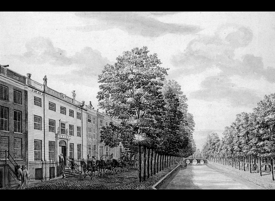 Herengracht 462 Aankomst van een bezoeker bij de kunstgalerij van Braamcamp (tekening Jan Spaan) (ca.1765)