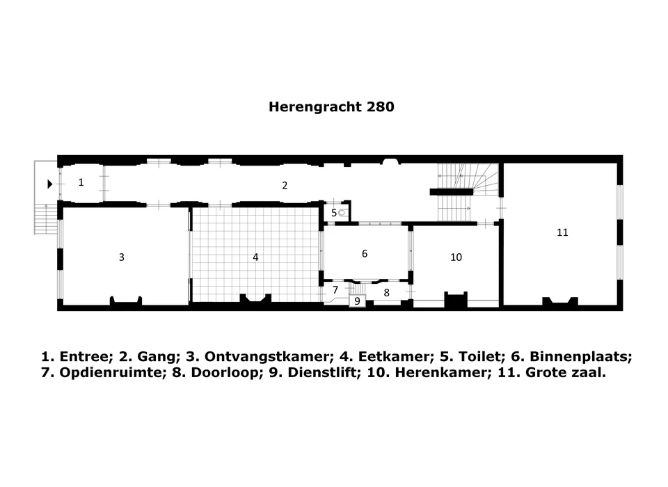 Herengracht 280 plattegrond bel-etage (= mooie verdieping) (1912)