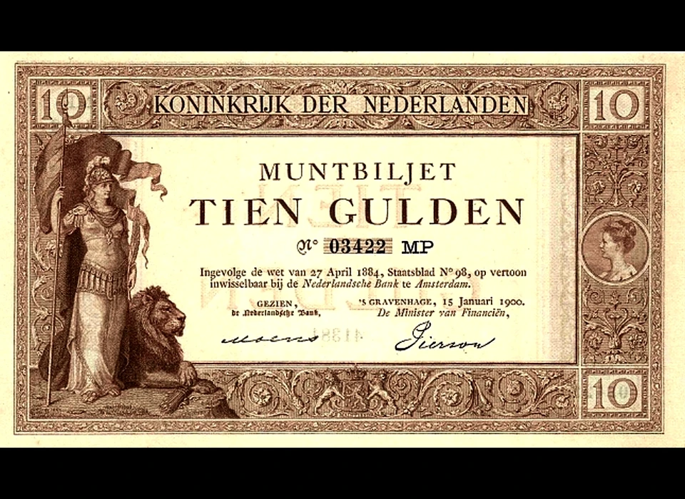 Op het 10 gulden biljet van 1900 komen we o.a. de handtekening van Moens tegen.