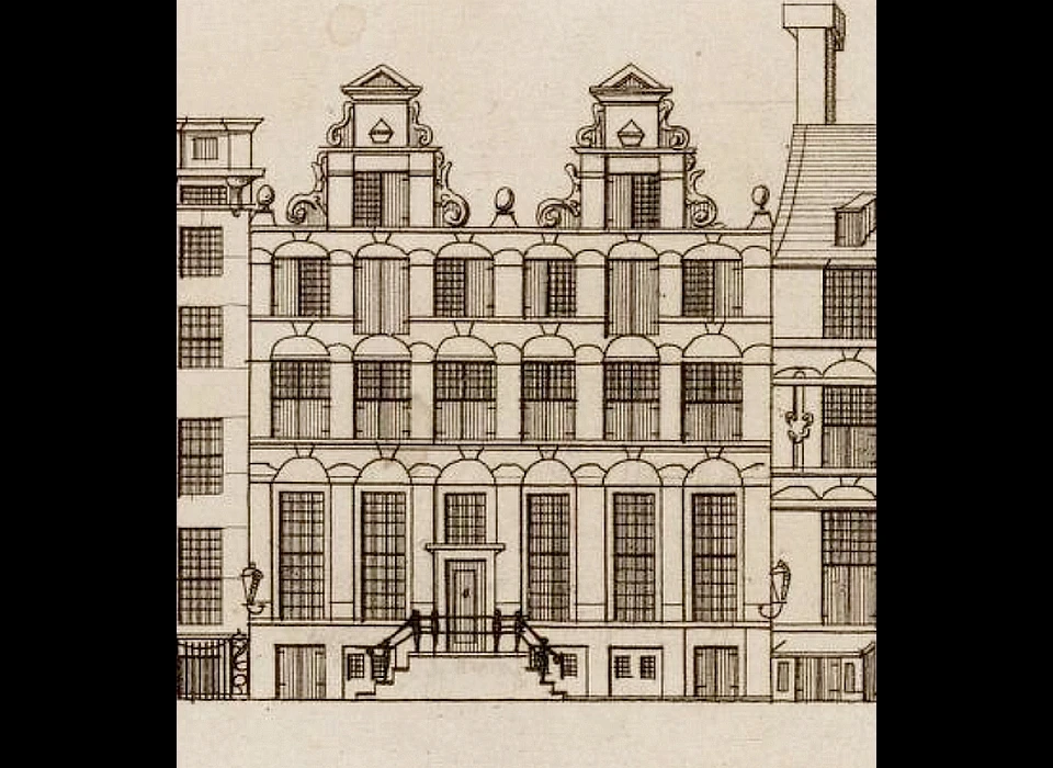 Herengracht 132 oude huizen met trapgevel (Casper Philips, 1768)