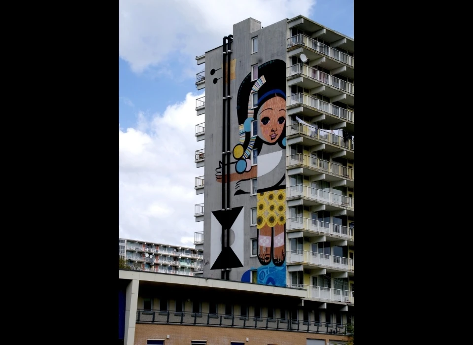 Hofgeest 91-136 muurschildering van Brazilaanse kunstenaar Speto (2016)