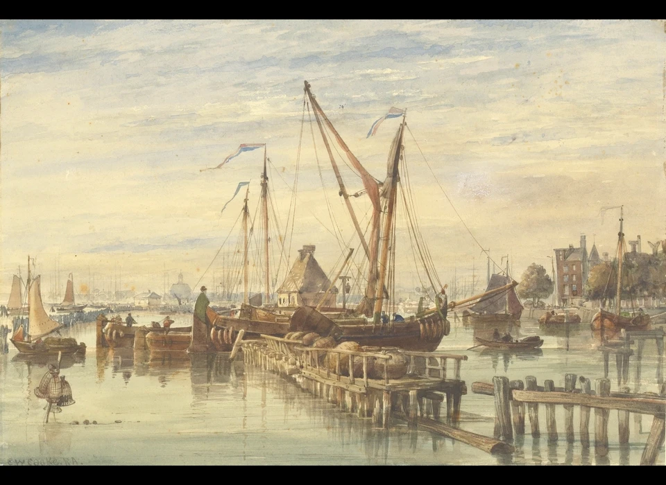 IJ het passeren van de bomen, doorvaart van de palenrij (E.W.Cooke (1811-1880), 1838)