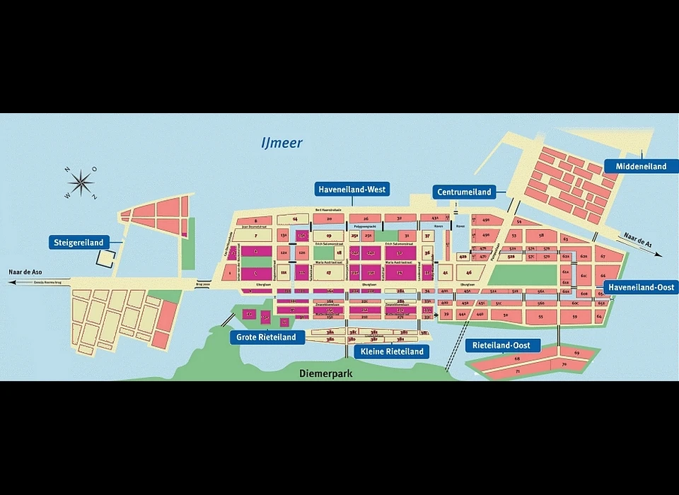 Steigereiland en Haveneiland met de verkaveling