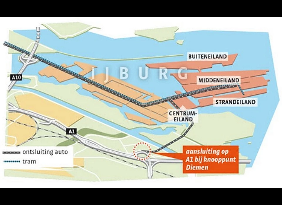De ontsluitingswegen voor IJburg