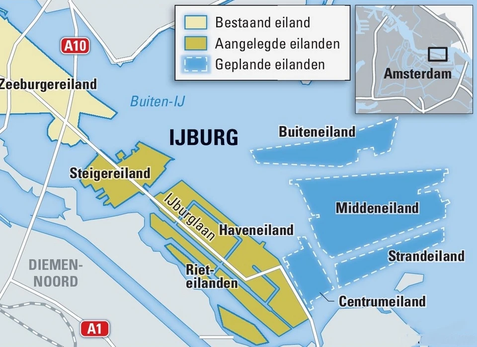 Ontwerp IJburg ten oosten van Amsterdam