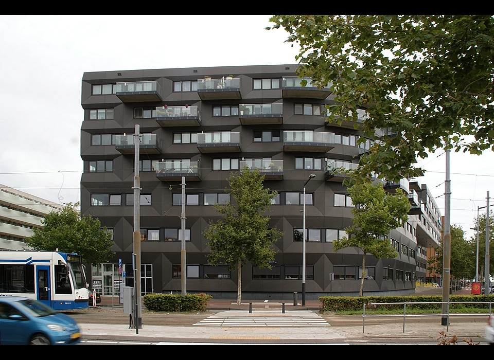 IJburglaan 1681-1717 de woningen zijn op het IJburg College gebouwd. De school staat aan de Pampuslaan. (2020)