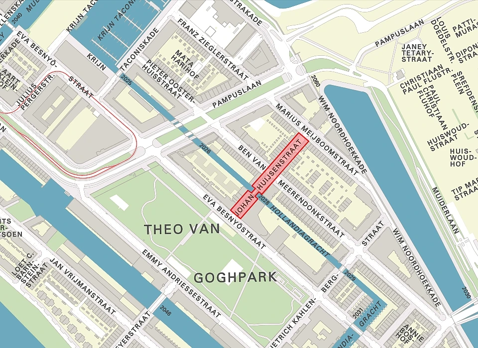 Johan Huijsenstraat op de plattegrond