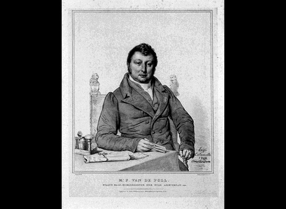 Kalverstraat 39 portret mr.F.van de Poll, burgemeester door L.Calamatta (1882)