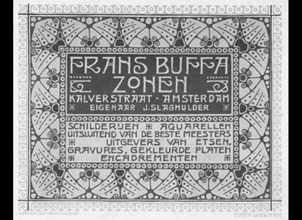 Kalverstraat 39 Adreskaart Frans Buffa (circa.1900)